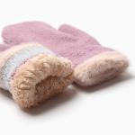 Варежки женские  на иск.меху MINAKU опушка 22 см сиреневый