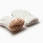 Варежки детские меховые MINAKU, с опушкой, 15 см, белые