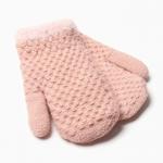 Варежки детские меховые MINAKU, с опушкой, 15 см, розовые