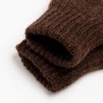 Варежки двойные детские, цвет тёмно-коричневый, размер 16 (9-12 лет)