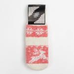 Варежки женские шерстяные, цвет белый/красный, размер 20-22