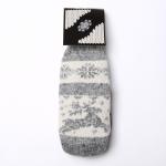 Варежки женские шерстяные, цвет серый/белый, размер 20-22