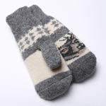 Варежки женские шерстяные «Олень», цвет серый, размер 20-22