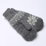 Варежки женские шерстяные «Снежинка», цвет серый, размер 20-22