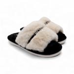 Тапочки меховые 10215 черно бежевые
