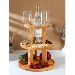 Менажница Adelica, 3-х ярусная с подставкой для вина, d=30?1.8 см, d=26?1.8 см, d=20?1.8 см, дерево берёза, в подарочной коробке