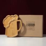 Менажница для подачи Adelica «Пивная кружка», 2 секции, 25?22?1.8 см, пропитано минеральным маслом, в подарочной коробке, дерево берёза