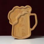 Менажница для подачи Adelica «Пивная кружка», 2 секции, 25?22?1.8 см, пропитано минеральным маслом, в подарочной коробке, дерево берёза