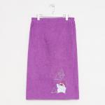 Килт женский для бани и сауны, цвет сиреневый вышивка Снеговик, размер 80?150±2 см, махра 300 г/м 100% хлопок