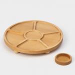 Менажница Adelica «Фортуна», 6 секций, на ножках с соусницей, d=30 см, 70 мл, дерево берёза