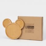 Менажница Adelica «Микки», 3 секции, 25?23?1.8 см, пропитана минеральным маслом, в подарочной коробке, дерево берёза