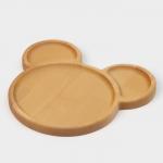 Менажница Adelica «Микки», 3 секции, 25?23?1.8 см, пропитана минеральным маслом, в подарочной коробке, дерево берёза