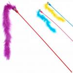 Игрушка - дразнилка на палочке "ЦапЦап", пушистик и колокольчик, микс три цвета, 50см ( пакет с подвесом)?