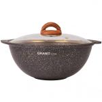 Казан для плова 4,5л со стекл. крышкой, АП линия "Granit ultra" (black-gold)
