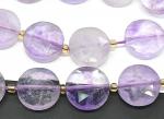 Бусины аметист лавандовый круг с огранкой 15мм, 39см, 22 бусины