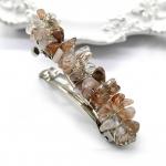 Заколка автомат для волос с рутиловым кварцем 6*1,5*1,5см