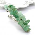 Заколка для волос с авантюрином зеленым 6*1,5*1,5см