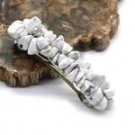 Заколка для волос с натуральным камнем кахолонгом 6*1,5*1,5см