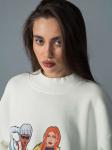 Свитшот женский оверсайз с принтом fashion girls молочный