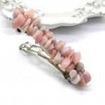 Заколка автомат для волос с опалом розовым 6*1,5*1,5см