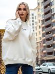 Свитшот женский оверсайз с начесом молочный