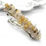 Заколка автомат для волос с рутиловым кварцем (волосатик золотой) 6*1,5*1,5см