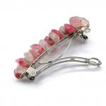 Заколка для волос кварц с включением родонита 6*1,5*1,5см