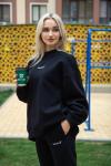 Свитшот женский оверсайз с начесом черный