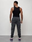 Джинсы карго мужские с накладными карманами темно-серого цвета 2420TC