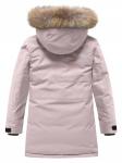 Парка зимняя подростковая для девочки с капюшоном и мехом розового цвета 9532R