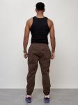 Джинсы карго мужские с накладными карманами коричневого цвета 2419K