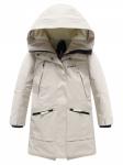Парка зимняя подростковая для девочки с капюшоном бежевого цвета 9538B