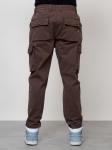 Джинсы карго мужские с накладными карманами коричневого цвета 2418K