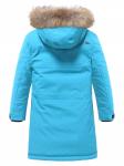 Парка зимняя подростковая для мальчика с капюшоном и мехом голубого цвета 9537Gl