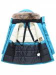 Парка зимняя подростковая для мальчика с капюшоном и мехом голубого цвета 9537Gl