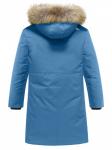 Парка зимняя подростковая для мальчика с капюшоном и мехом синего цвета 9535S