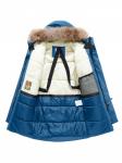 Парка зимняя подростковая для мальчика с капюшоном и мехом синего цвета 9535S