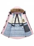 Парка зимняя подростковая для девочки с капюшоном и мехом розового цвета 9534R