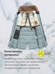 Куртка парка зимняя подростковая для девочки с капюшоном и мехом бирюзового цвета 9446Br