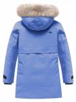 Парка зимняя подростковая для девочки с капюшоном и мехом василькового цвета 9534Vs