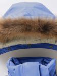 Парка зимняя подростковая для девочки с капюшоном и мехом василькового цвета 9534Vs