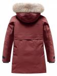 Парка зимняя подростковая для девочки с капюшоном и мехом бордового цвета 9534Bo