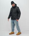 Куртка - жилетка трансформер 2 в 1 мужская зимняя черного цвета 2409Ch