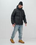 Куртка - жилетка трансформер 2 в 1 мужская зимняя черного цвета 2409Ch