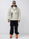 Куртка молодежная мужская зимняя с капюшоном бежевого цвета 25313_1B