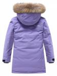 Парка зимняя подростковая для девочки с капюшоном и мехом фиолетового цвета 9532F