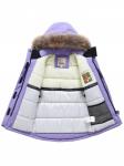 Парка зимняя подростковая для девочки с капюшоном и мехом фиолетового цвета 9532F