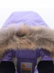 Парка зимняя подростковая для девочки с капюшоном и мехом фиолетового цвета 9532F