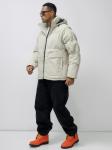 Куртка молодежная мужская зимняя с капюшоном бежевого цвета 25307B