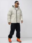 Куртка молодежная мужская зимняя с капюшоном бежевого цвета 25307B